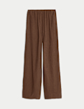 Viscose Rich Crinkle Elasticated Waist Wide Leg Trousers