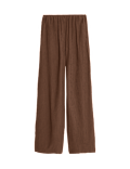 Viscose Rich Crinkle Elasticated Waist Wide Leg Trousers
