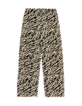 Animal Print Drawstring Wide Leg Trousers