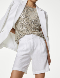 Pure Linen High Waisted Shorts