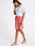 Linen Rich Elasticated Waist Mini Skirt