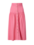 Linen Rich Button Detailed A-Line Midi Skirt