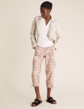 Tencel&trade; Rich Cargo Camo Cropped Trousers