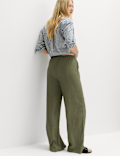 Crinkle Elasticated Waist Wide Leg Trousers