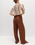Crinkle Elasticated Waist Wide Leg Trousers