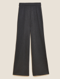 Jersey Houndstooth Wide Leg Trousers