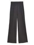 Jersey Houndstooth Wide Leg Trousers