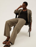 Jersey Dogtooth Wide Leg Trousers