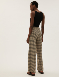 Jersey Dogtooth Wide Leg Trousers