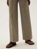 Jersey Dogtooth Wide Leg Trousers