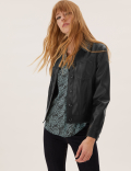Faux Leather Trucker Jacket