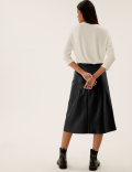 Faux Leather Croc Midi A-Line Skirt