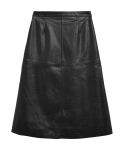 Faux Leather Croc Midi A-Line Skirt