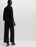 Sequin Panelled Straight Leg Trousers
