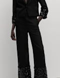 Sequin Panelled Straight Leg Trousers