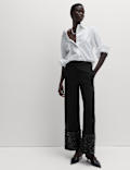 Sequin Panelled Straight Leg Trousers