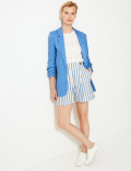 Linen Blend Open Front Blazer