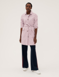 Cotton Blend Belted Trench Coat