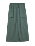 Satin Side Split Midaxi Utility Skirt