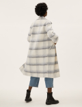 Wool Blend Textured Checked Coat