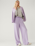 Crepe Drawstring Wide Leg Trousers