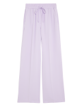 Crepe Drawstring Wide Leg Trousers