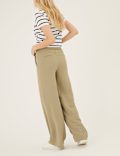 Crepe Drawstring Wide Leg Trousers