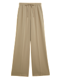 Crepe Drawstring Wide Leg Trousers