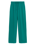 Crepe Drawstring Wide Leg Trousers