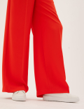 Crepe Drawstring Wide Leg Trousers