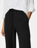 Crepe Drawstring Wide Leg Trousers