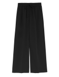 Crepe Drawstring Wide Leg Trousers