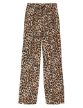 Crepe Animal Print Wide Leg Trousers