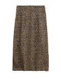 Jersey Animal Jacquard Side Split Midi Skirt