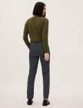 Jersey Checked Straight Leg Trousers