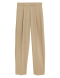 Woven Pleated Ankle Grazer Trousers