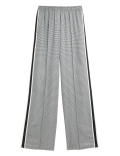 Checked Side Stripe Wide Leg Trousers