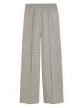 Woven Checked Wide Leg Trousers