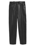 Leather Look Straight Leg Trousers