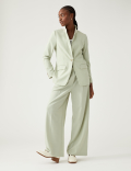 Marl Pleat Front Wide Leg Trousers