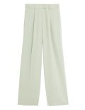 Marl Pleat Front Wide Leg Trousers
