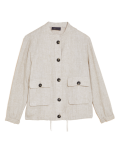 Linen Blend Lightweight Bomber Jacket