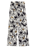 Crepe Printed Drawstring Wide Leg Trousers