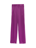 Satin Elasticated Waist Wide Leg Trousers