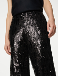 Sequin Elasticated Waist Wide Leg Trousers