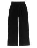 Velvet Elasticated Waist Wide Leg Trousers