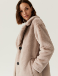 Faux Fur Collared Relaxed Longline Coat
