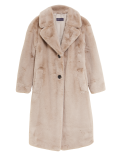 Faux Fur Collared Relaxed Longline Coat
