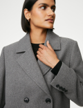Double Breasted Longline Coat with Wool