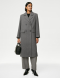 Double Breasted Longline Coat with Wool